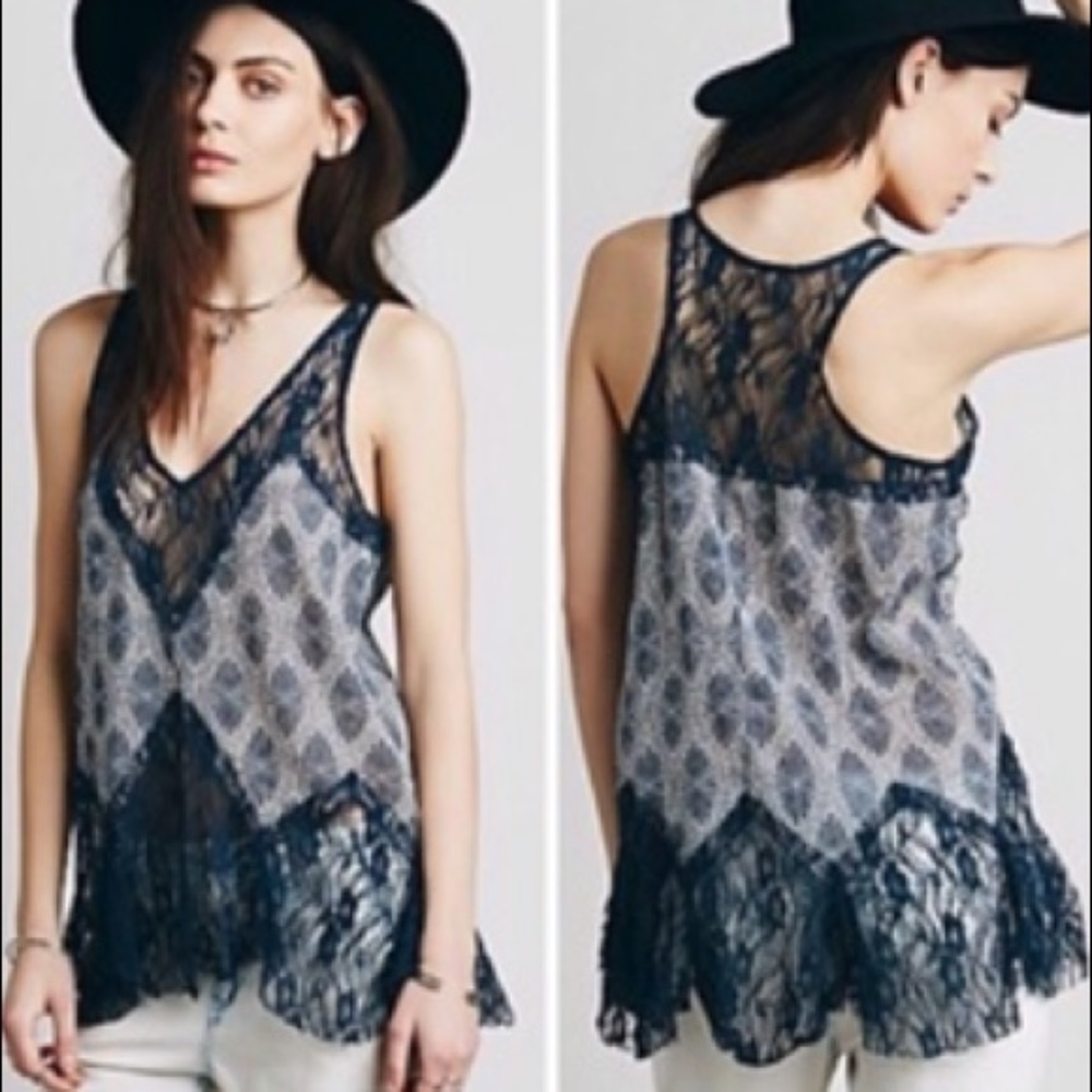 SALE!!FREE PEOPLE TRAPEZE LACE DETAILED TOP - Picture 4 of 6